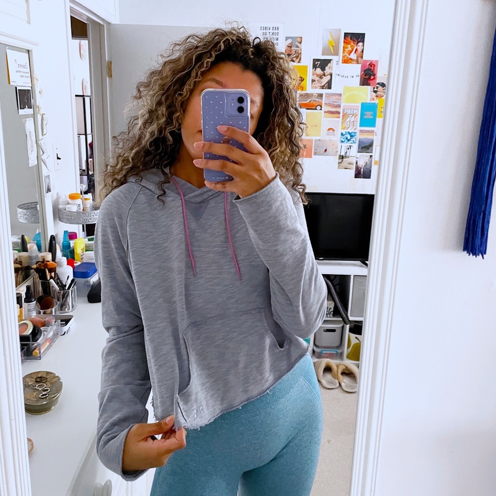 Under Armour Cropped Hoodie with Pink Drawstring